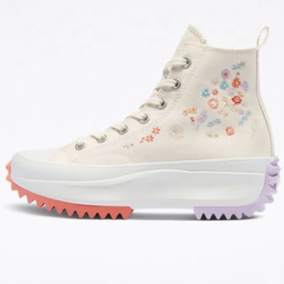 Converse Run Star Hike Hi Platform Embroidered Floral Unisex Sz: /A01583C - Picture 4 of 14